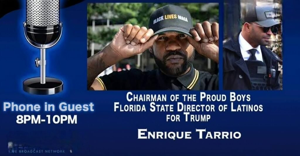 Chairman of the Proud Boys, Florida State Director of Latinos for Trump - Enrique Tarrio. 2 pictures of Enrique Tarrio.